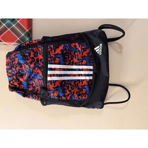 Adidas Drawstring Gym Bag with Red and Blue Camouflage Print
